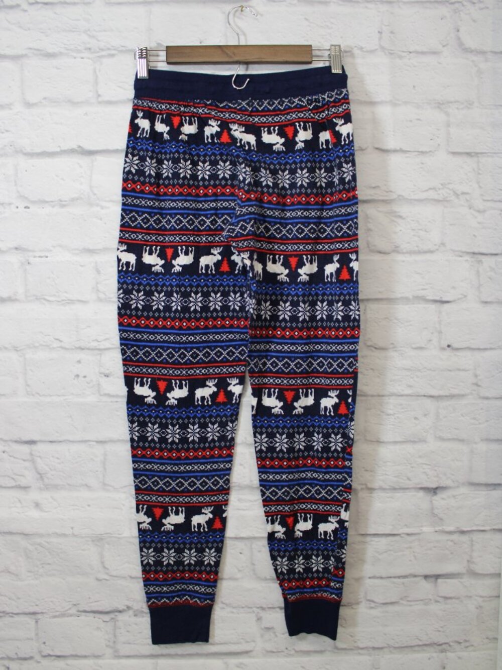 Lanz Small Blue Red Moose Fair Isle Longsleeve 100% Cotton Pajama Set FLAW - Picture 4 of 11